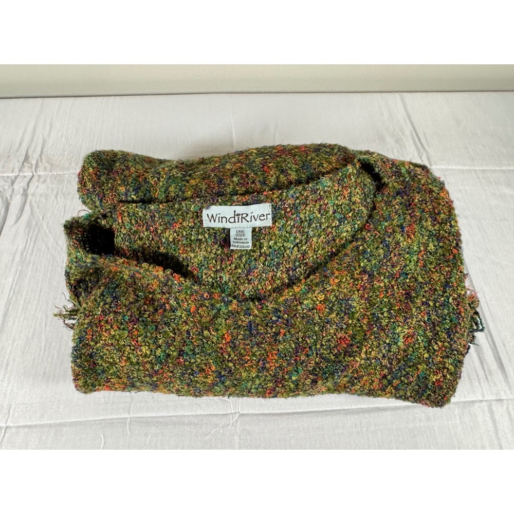 WindRiver Multi Color Marled Fringe Poncho Sweater Oversized V-Neck One Size